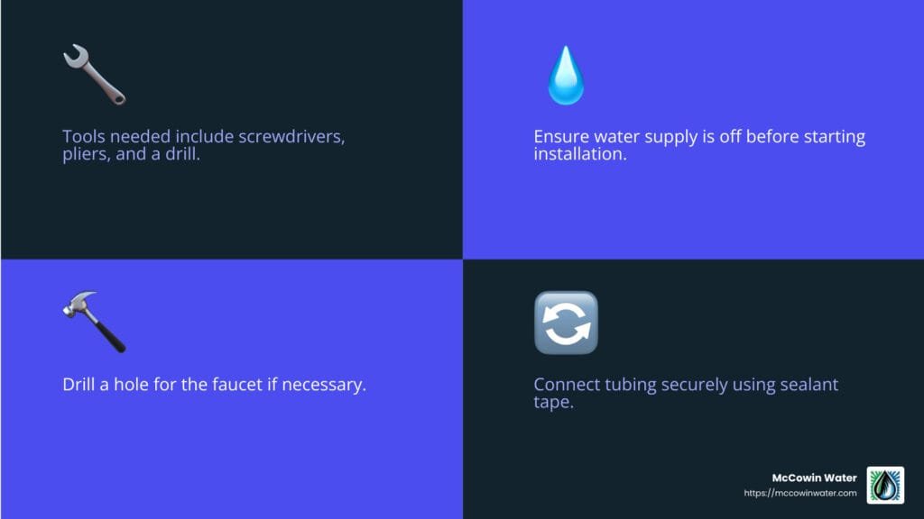 Under-sink water purifier installation steps - install water purifier infographic 4_facts_emoji_blue