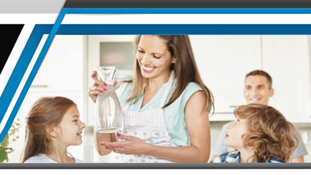 Happy Orange County family enjoying purified water from the Hague WaterMax whole home filtration system