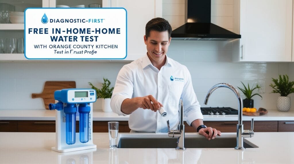 A professional Water technician performing Diagnostic-First Free In-Home Water Test