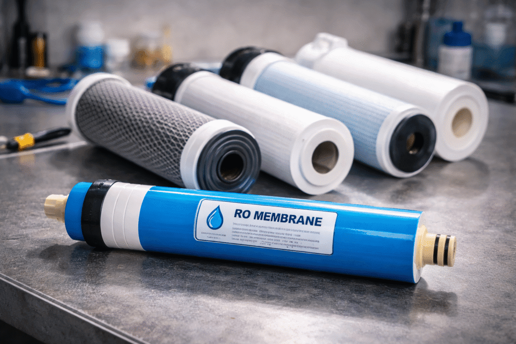 Close up of RO membrane cartridge and filters for Long-Term Maintenance Contracts for Whole-Home RO Systems in OC