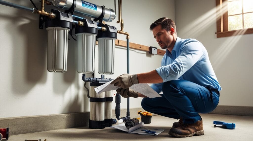 In-house water filtration installation