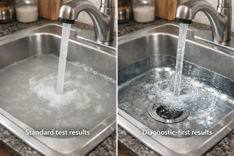 Normal Water Testing diagnostic-first free in-home water test in Irvine compare to standard ...