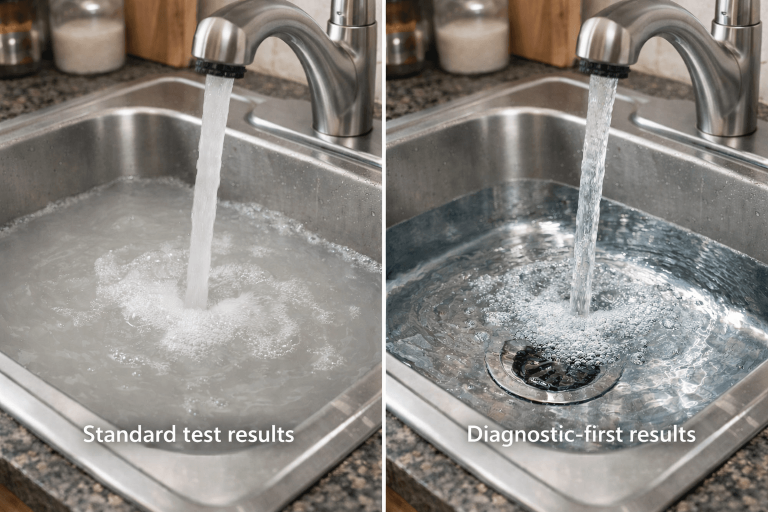diagnostic-first free in-home water test Vs Standard test result