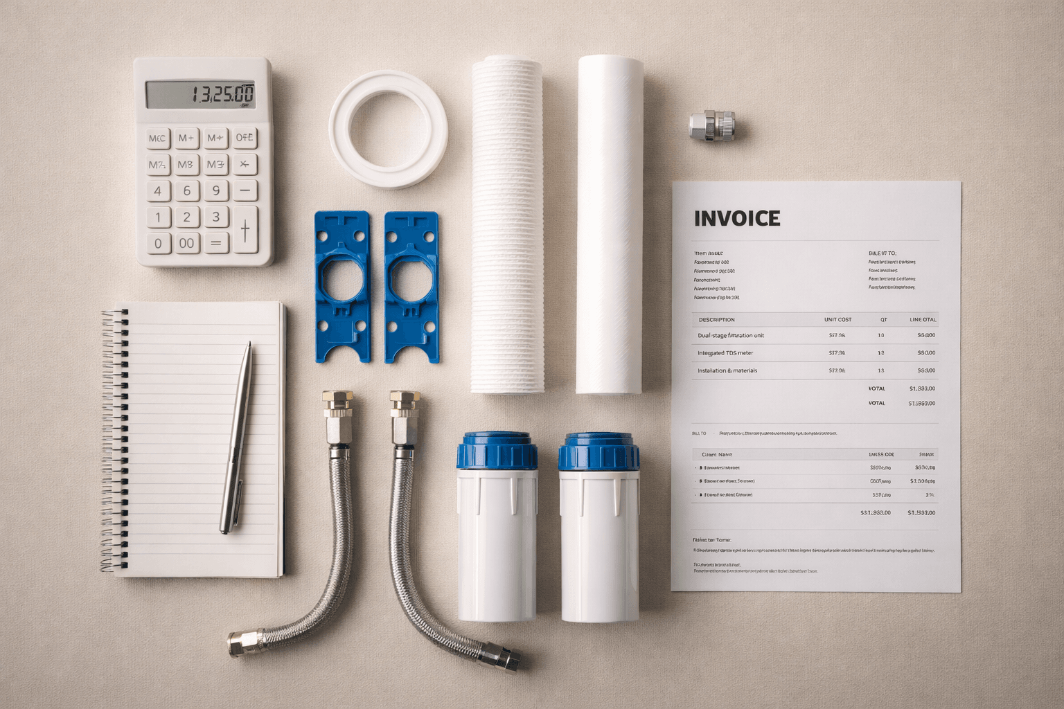 water filter parts and invoice paper-McCowin Water vs competitors in Irvine