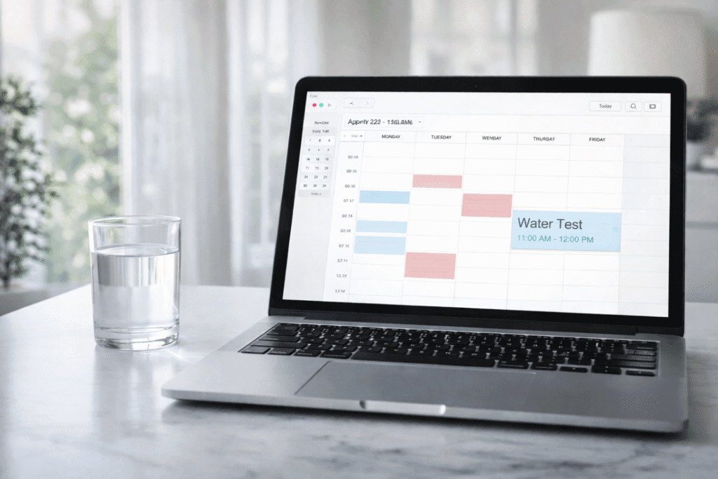 calendar app open to schedule a free in-home water test