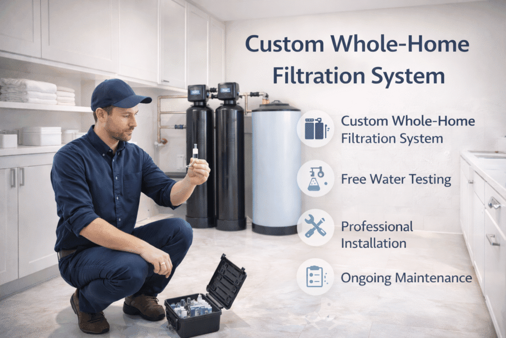 Custom whole house water filtration system installed