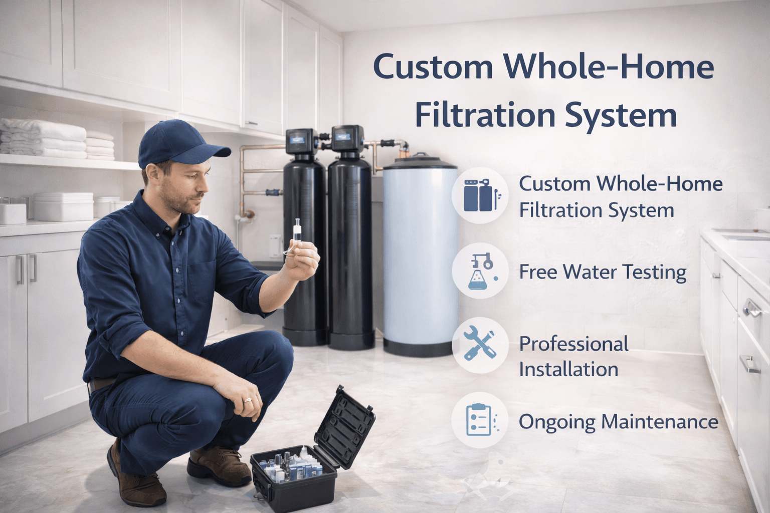Custom whole house water filtration system installed