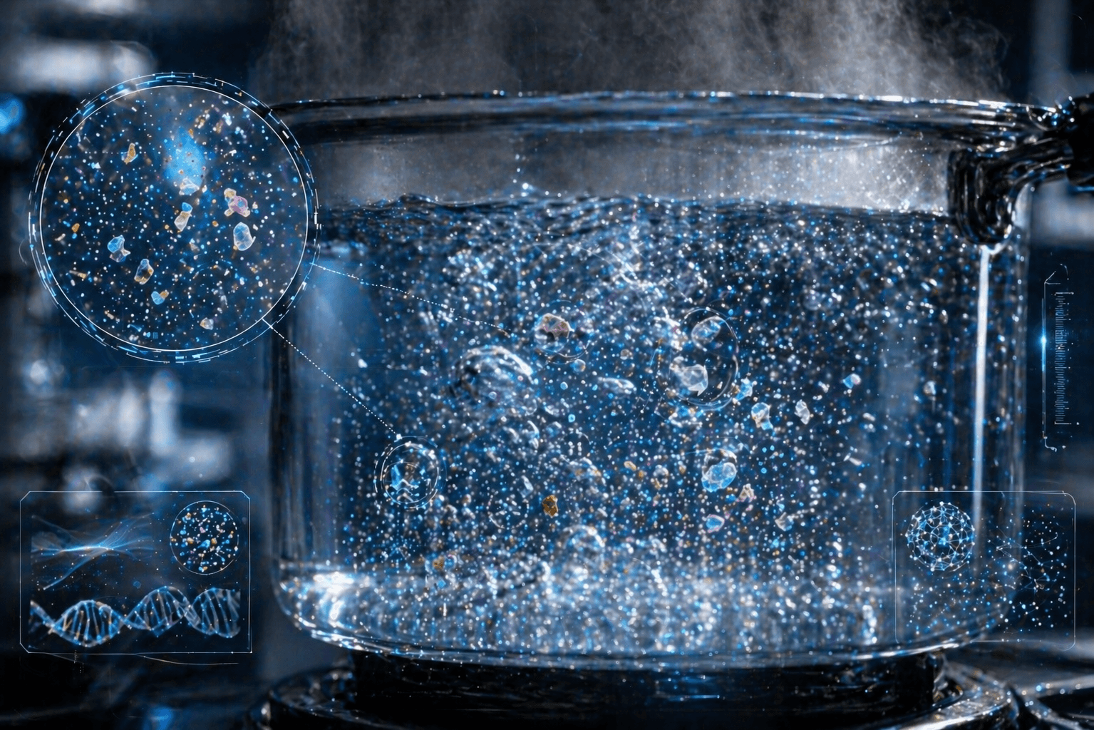 Boiling water with microplastics analysis