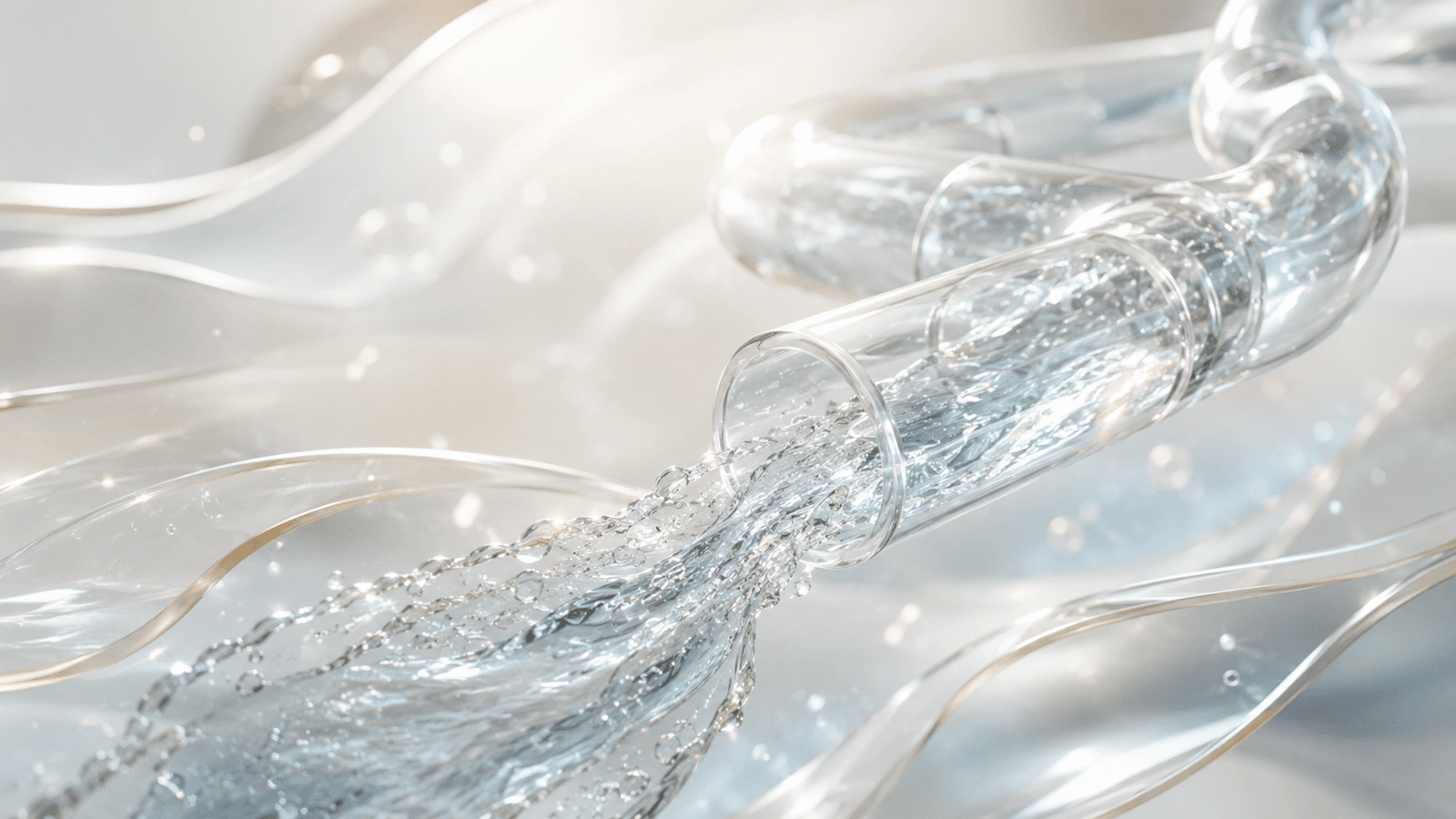 Flowing clarity in glass and water
