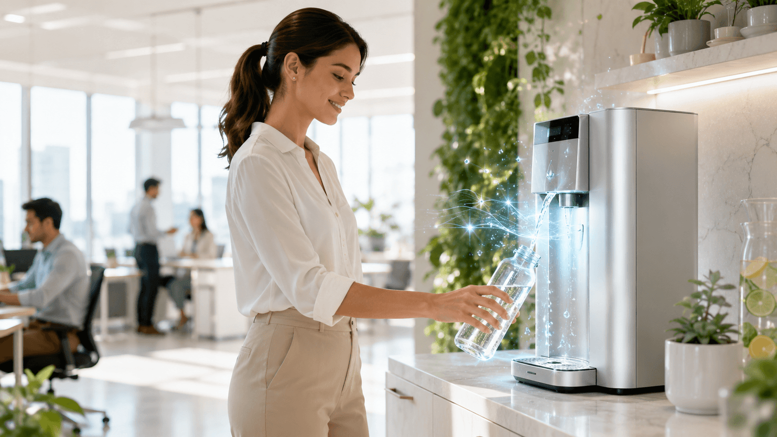 Hydration in a bright modern office