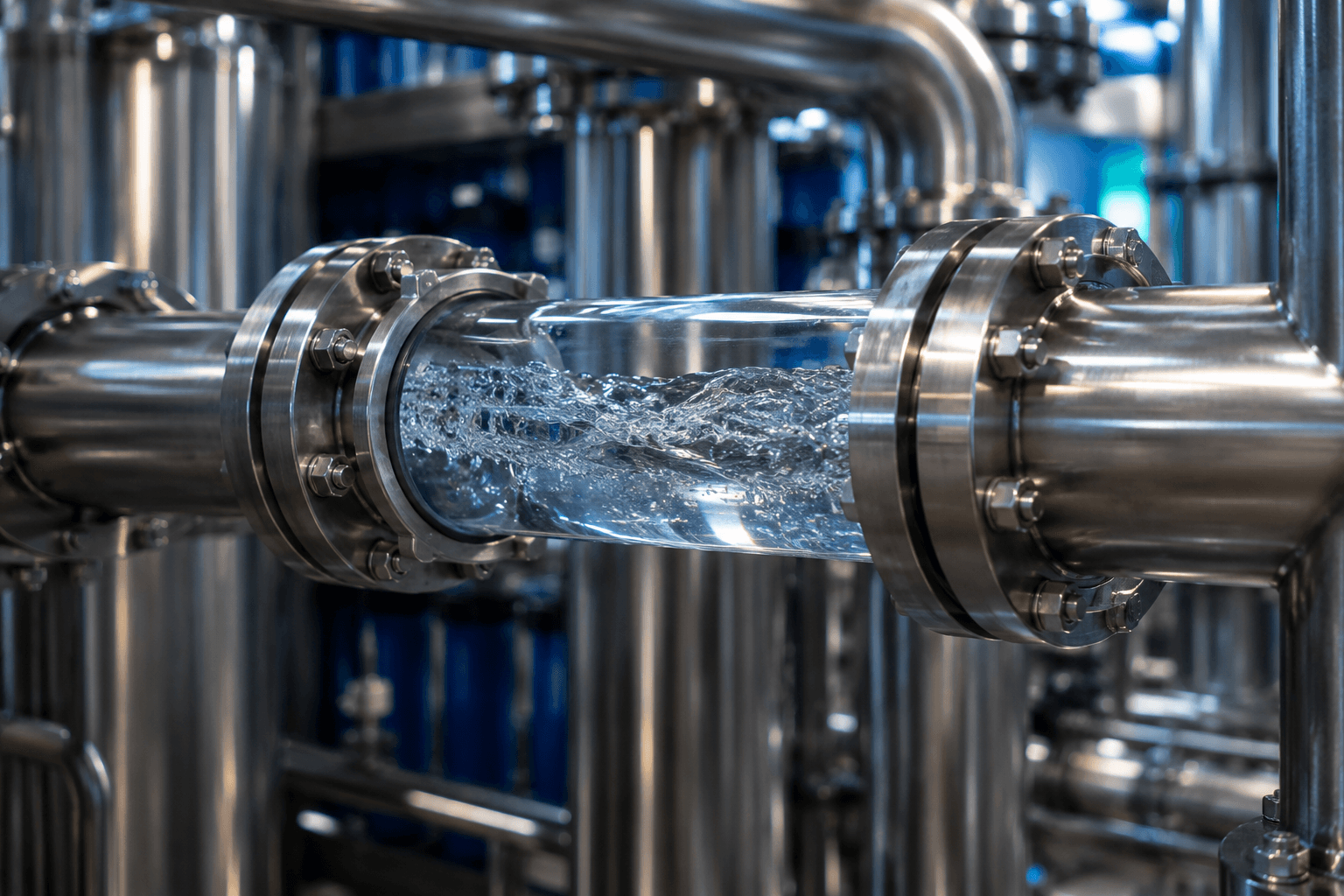 Industrial water flow in modern plant