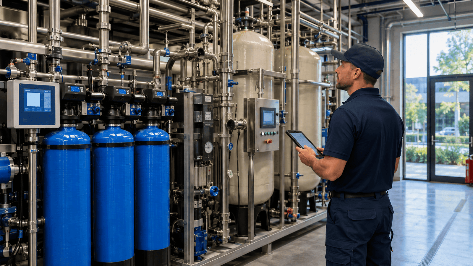 Local Expert inspects water filtration system