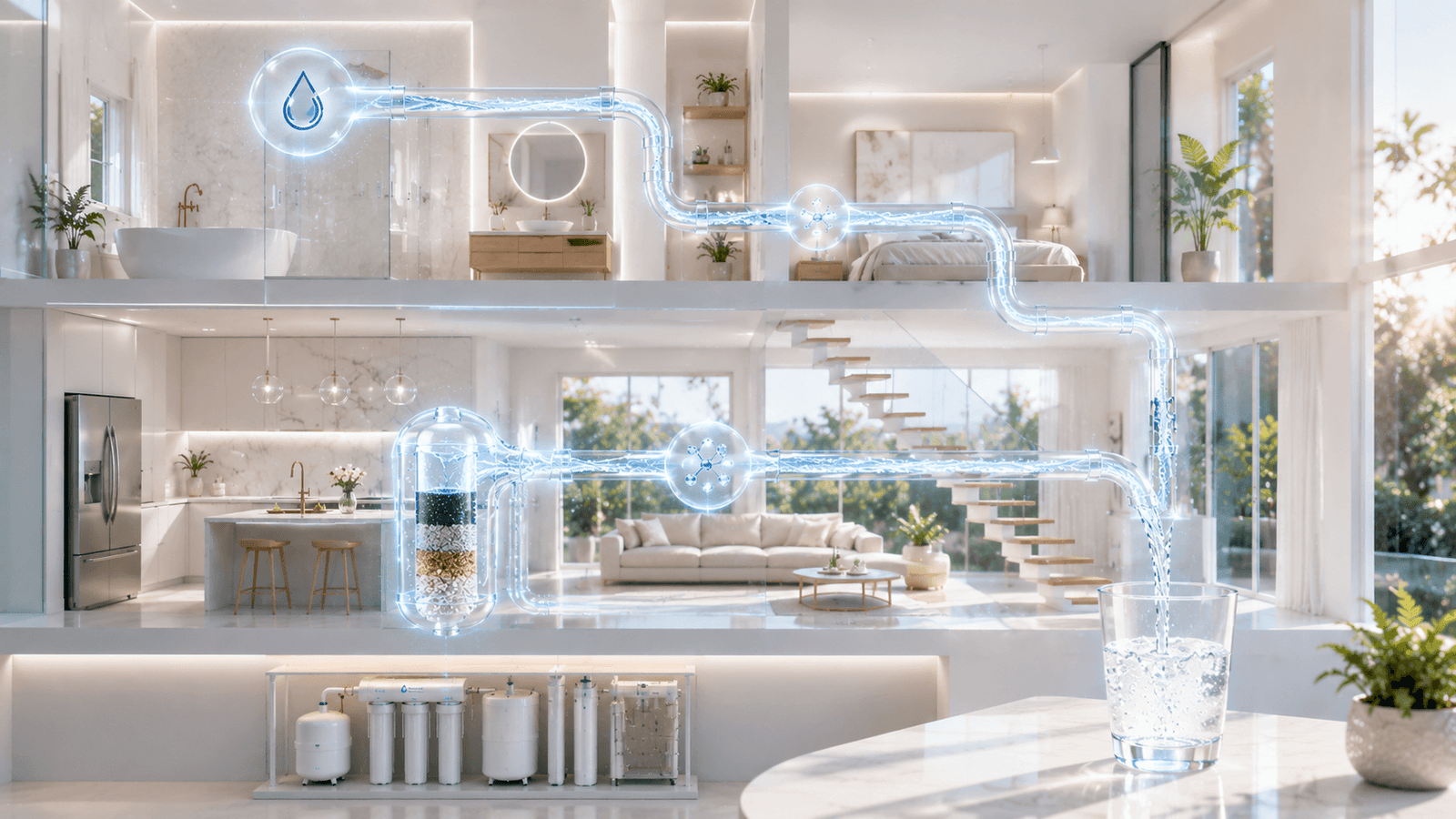 Modern home with water filtration system