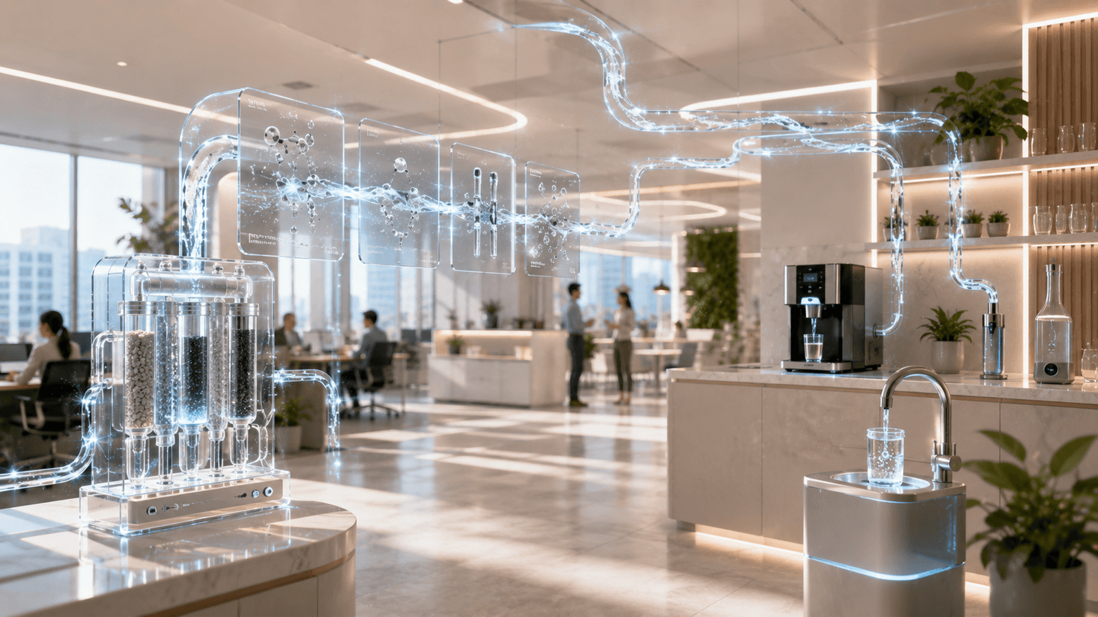 office lounge with smart water system