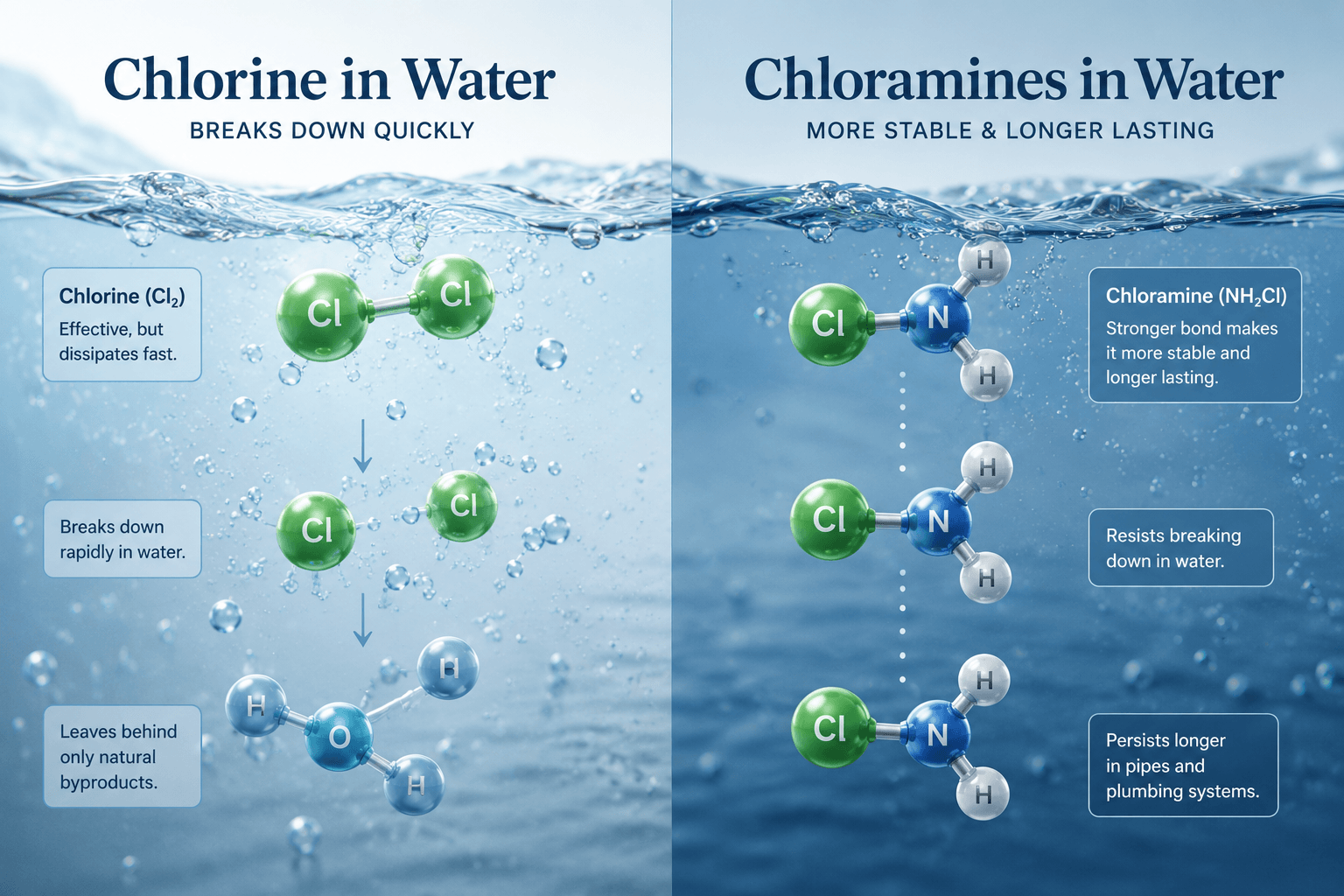 Chlorine vs chloramines in water