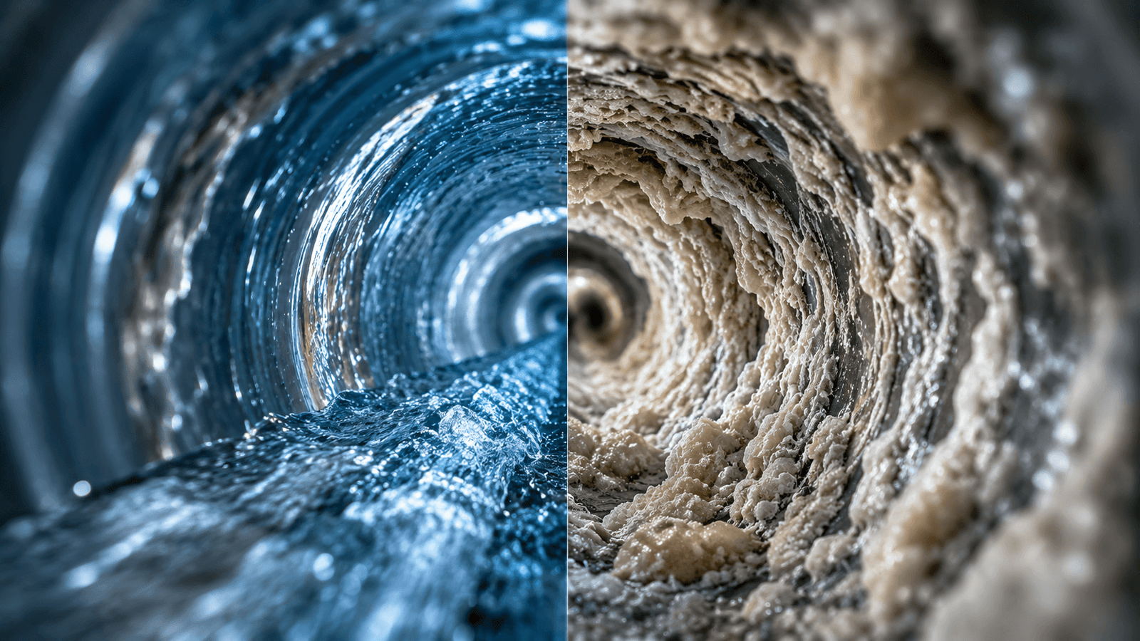 Clean vs. corroded pipe interior