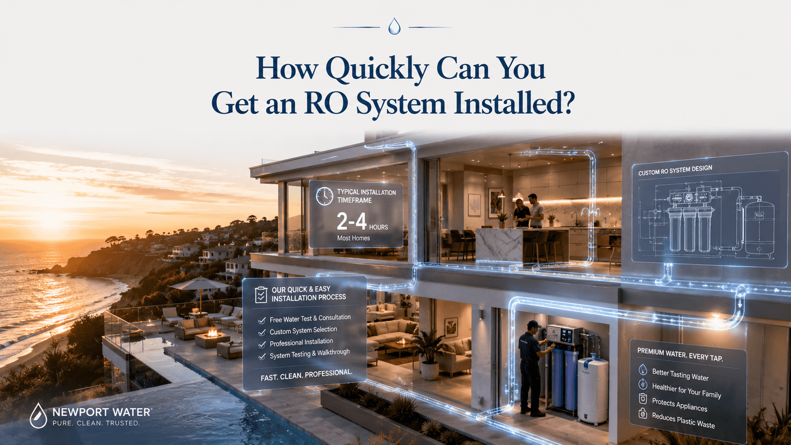 Coastal luxury home with Residential RO system installed