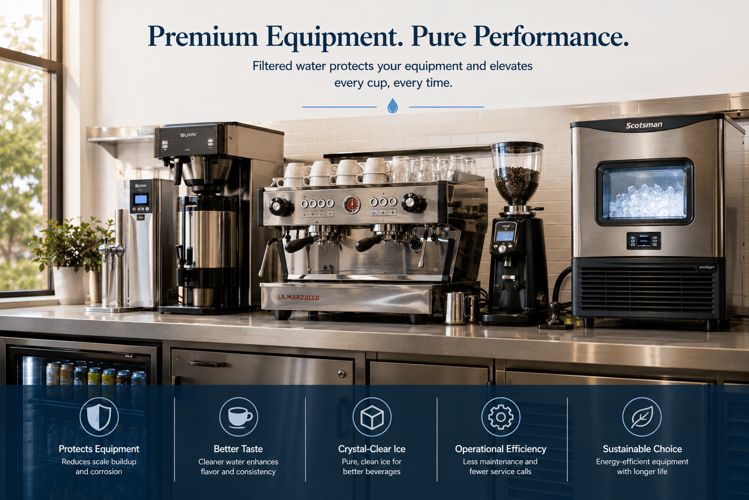 High-end cafe equipment and efficiency