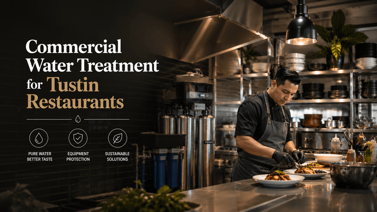 High-end kitchen with Commercial Water Treatment focus