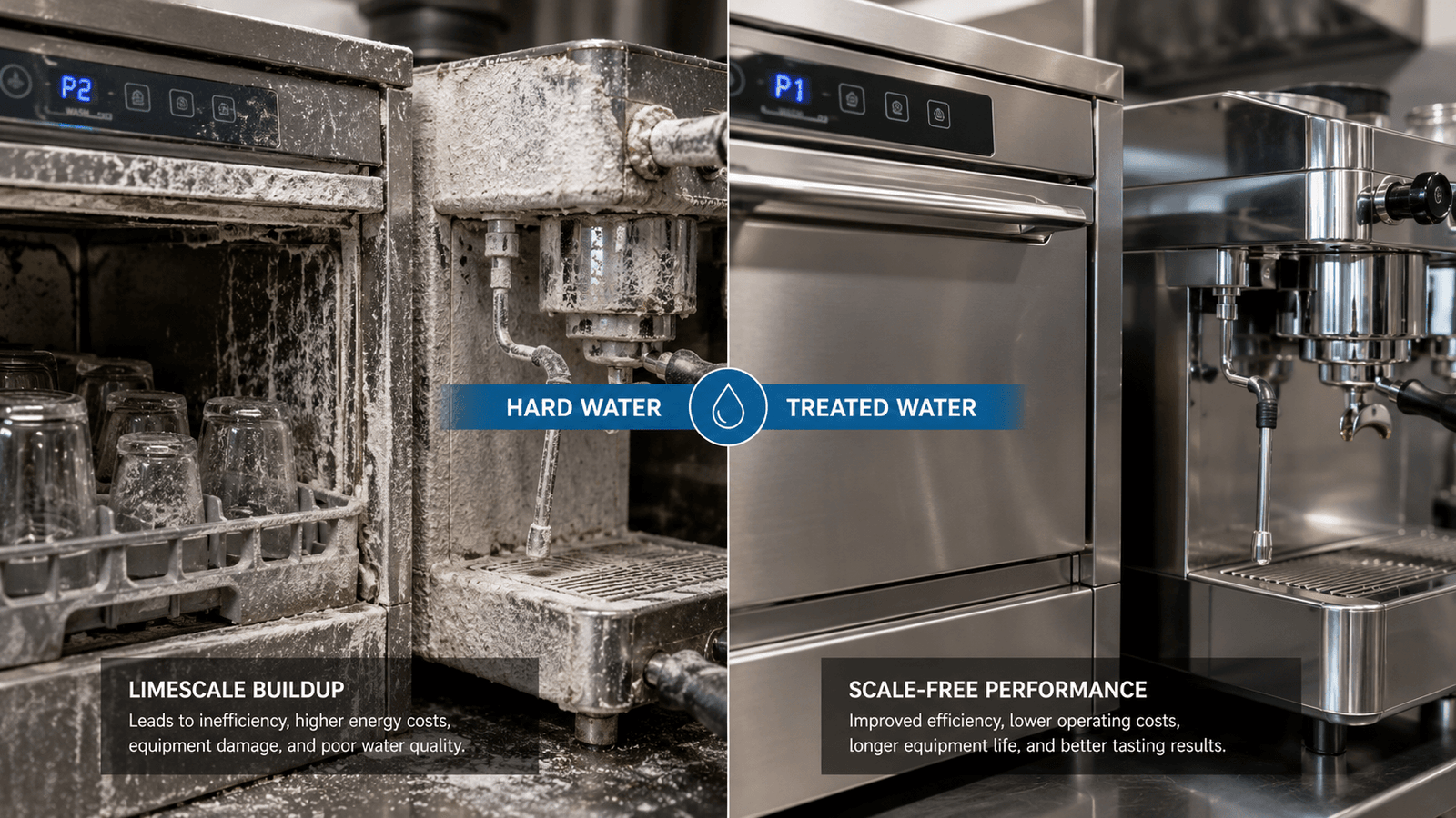 Limescale buildup vs scale-free performance