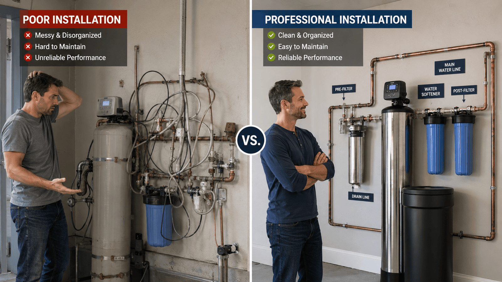 Messy vs tidy plumbing installation