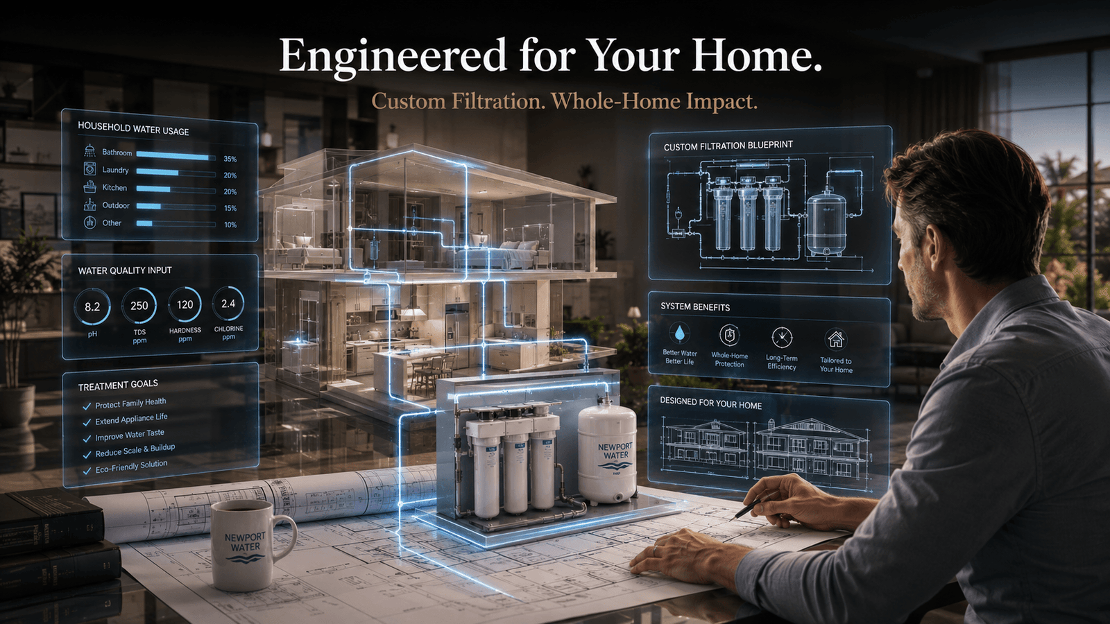 Modern home with custom Whole-Home Filtration System