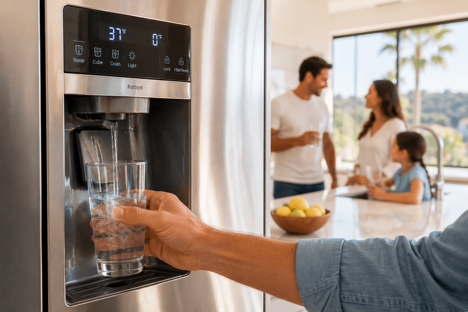 Modern kitchen with water dispenser detail
