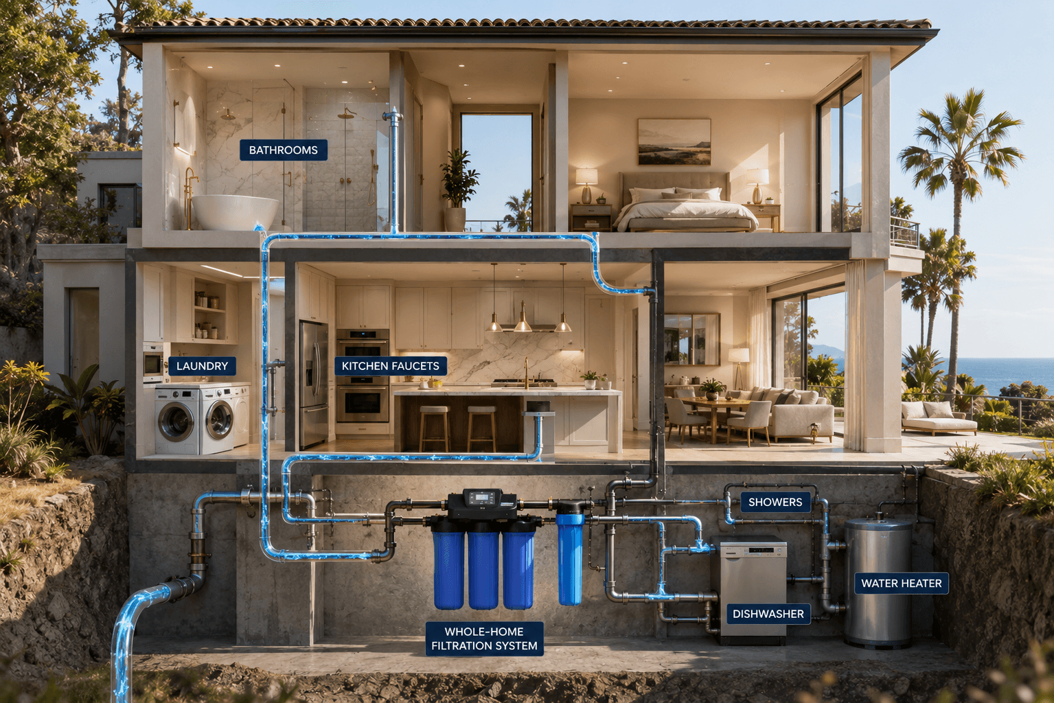 Modern luxury house with In-House Water Filter
