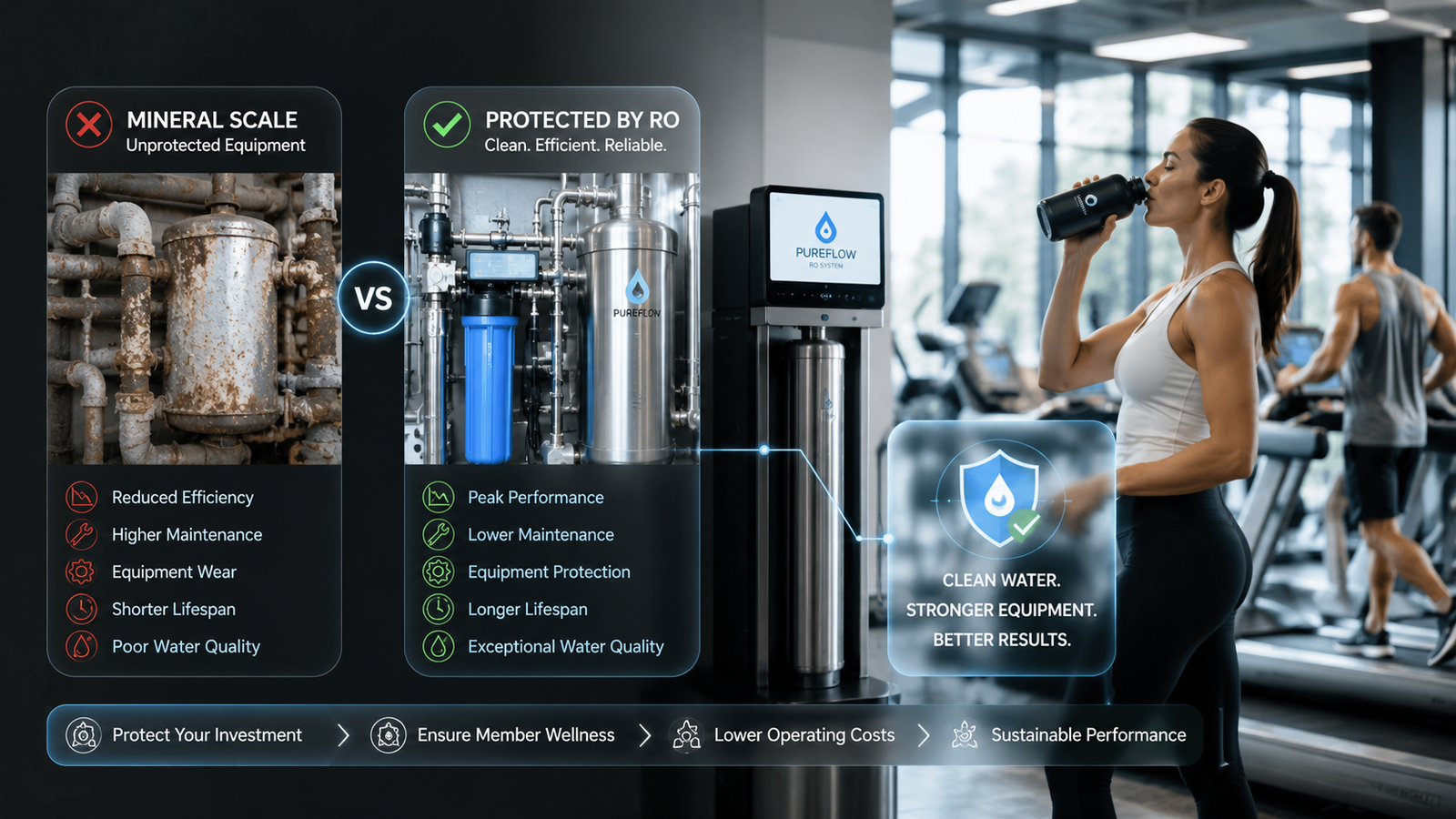 Orange County Fitness Centers Providing Clean Water with Commercial RO systems