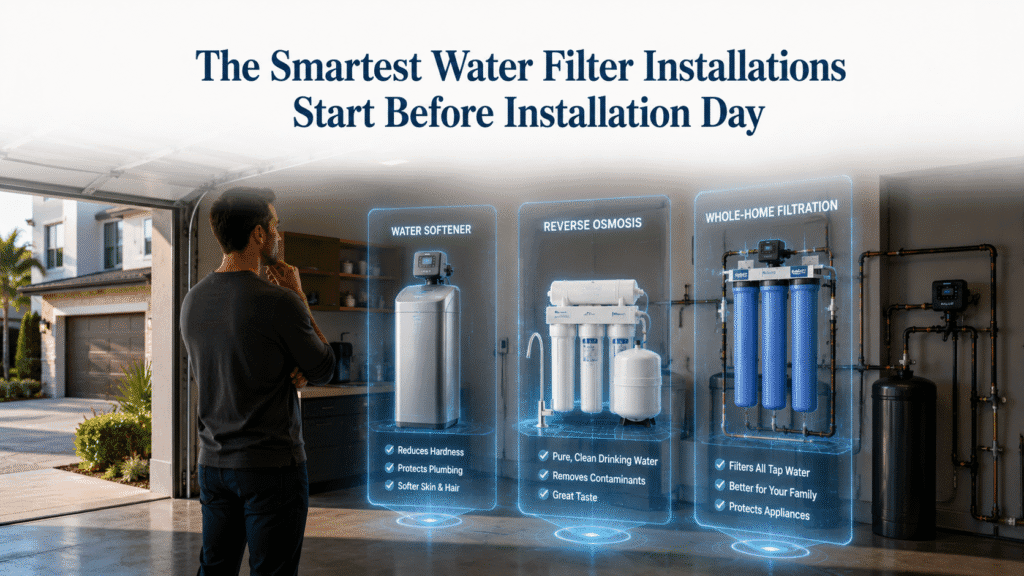 Preparing for water filter installation