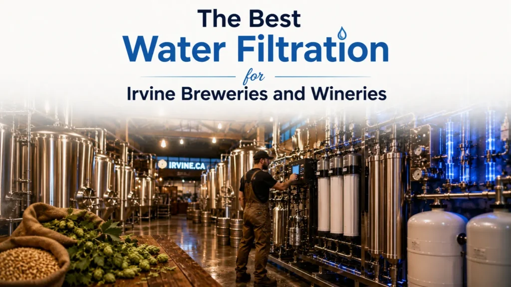 Best Water Filtration system supplying crystal-clear water to brewery tanks in an Irvine commercial brewery