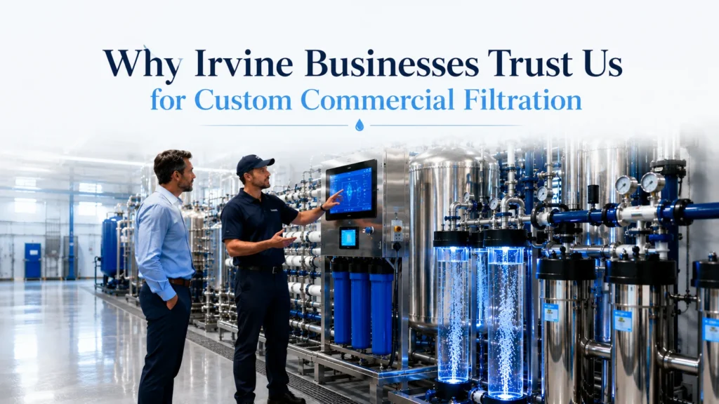 Commercial filtration system professionally installed for an Irvine business to improve water quality and protect equipment
