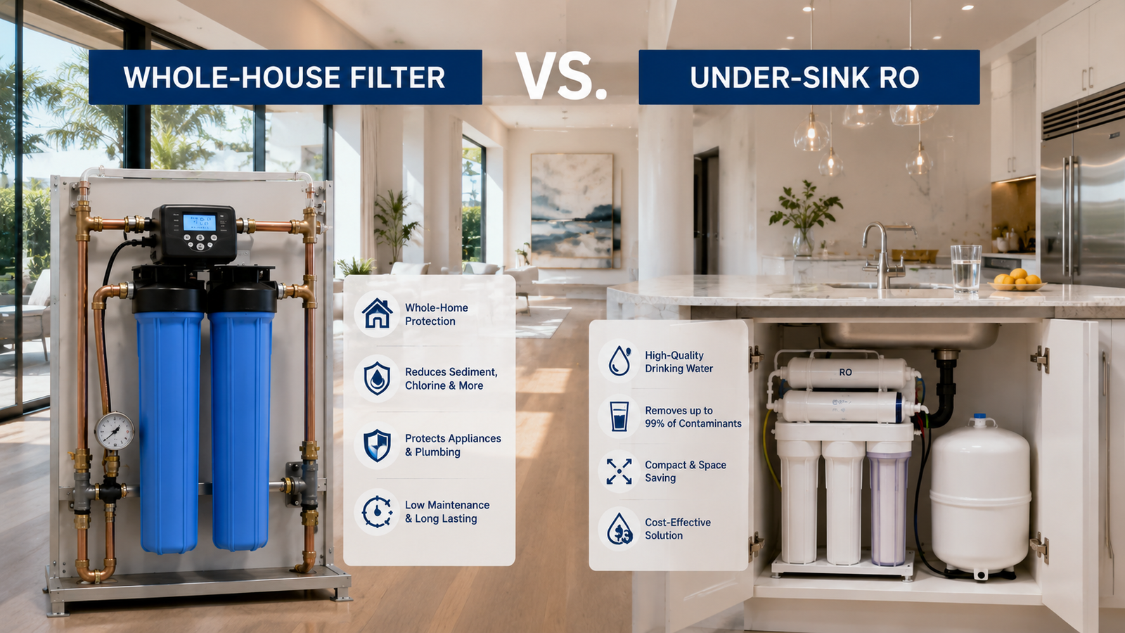 Comparing Whole-House Filter vs Under-Sink RO