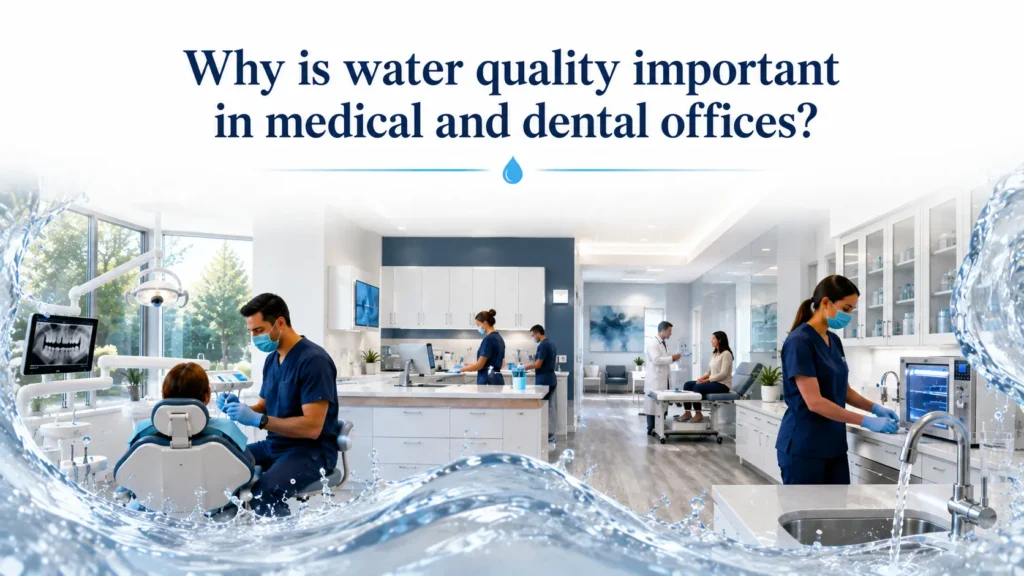 Custom water treatment system installed in an Irvine medical and dental office to improve water quality and protect commercial equipment
