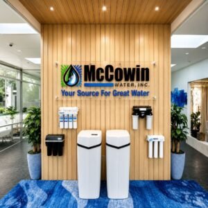 McCowin Water showroom with filtration systems and softeners