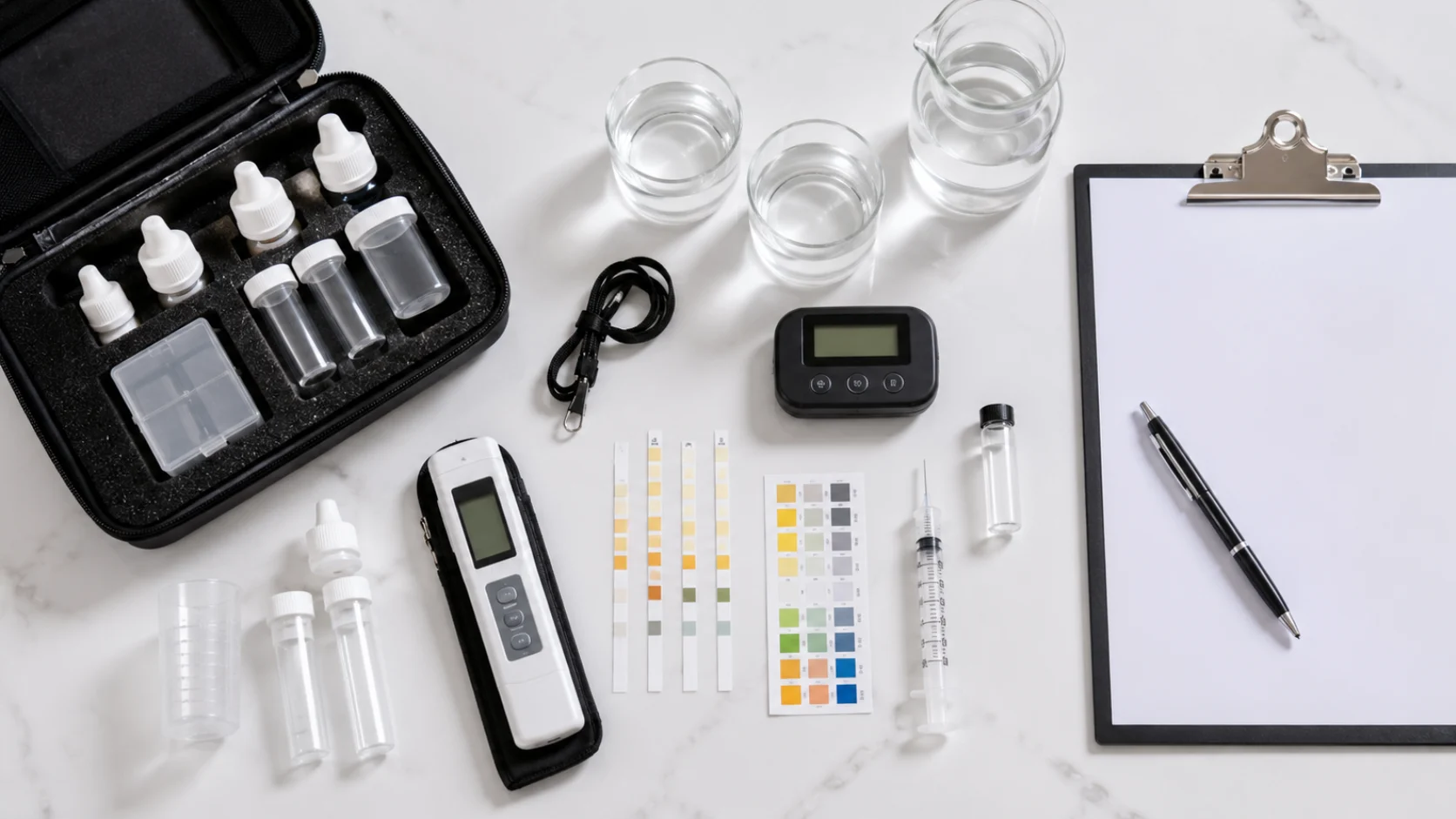 Professional equipment used during a Free In-Home Water Test to analyze residential water quality