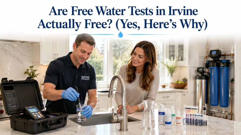 Free water tests performed by a McCowin Water technician during a professional in-home water quality evaluation in Irvine