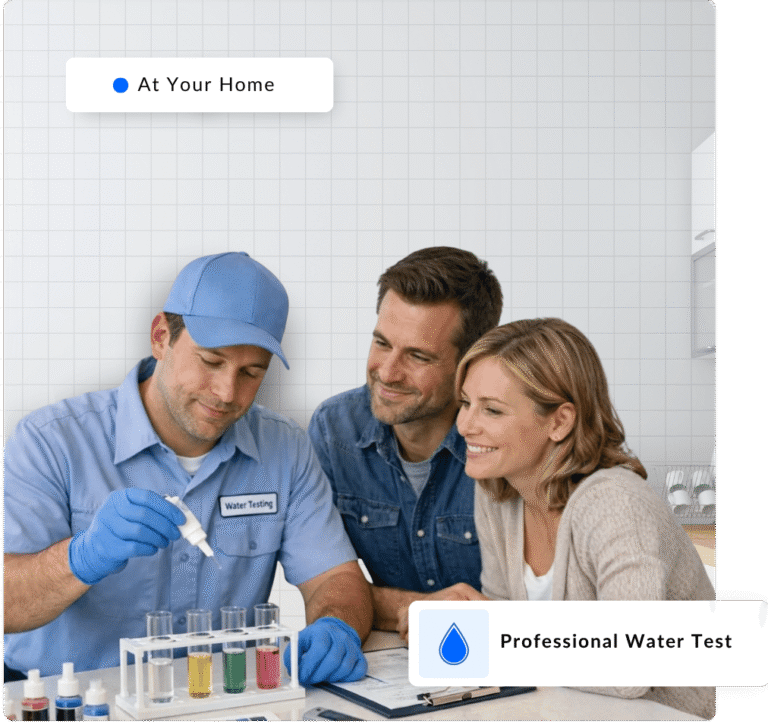 McCowin Water professional in-home water testing with a family