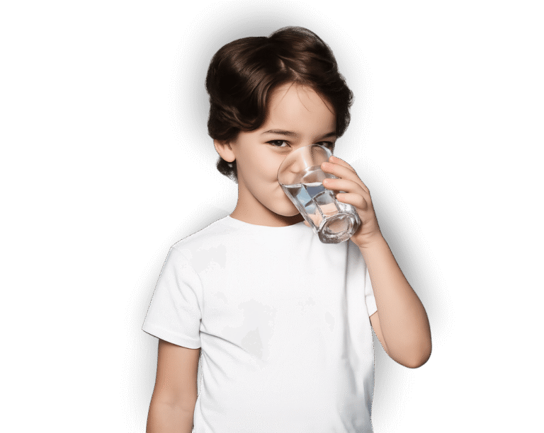 Child drinking clean, filtered water