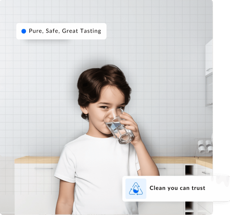 Child drinking clean, great-tasting water from a glass