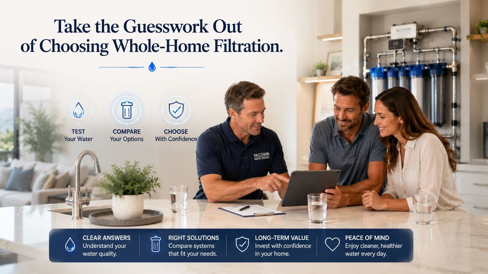Professional free in-home water testing for whole-home filtration in Irvine.
