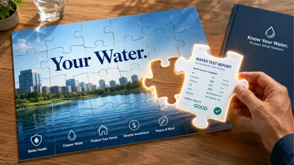 Professional water test helping homeowners understand water quality before choosing equipment.