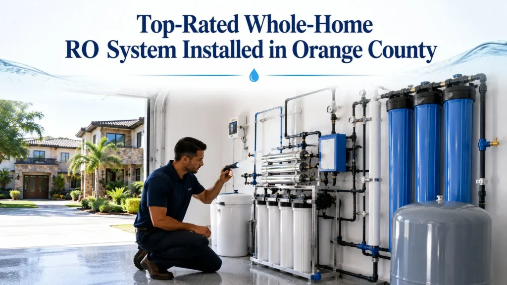 Whole-Home RO System professionally installed in a modern Orange County home with advanced reverse osmosis water filtration