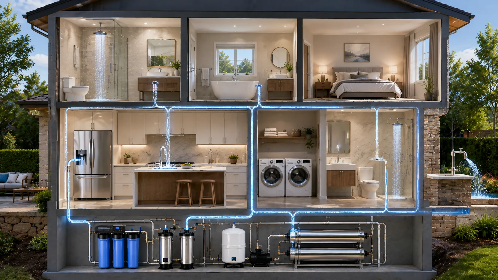 Whole-Home RO System supplying purified water throughout an Orange County home