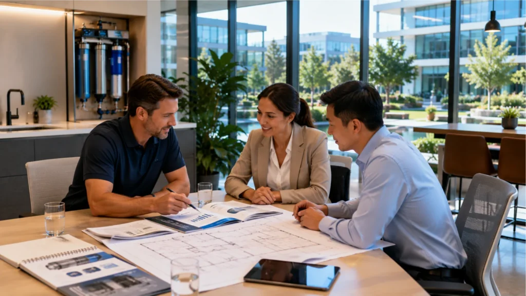 Commercial water filtration consultation helping Irvine businesses choose customized water treatment solutions.