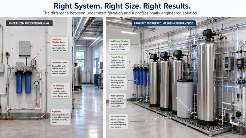 Commercial water treatment systems customized to match an Irvine business instead of using a standard setup