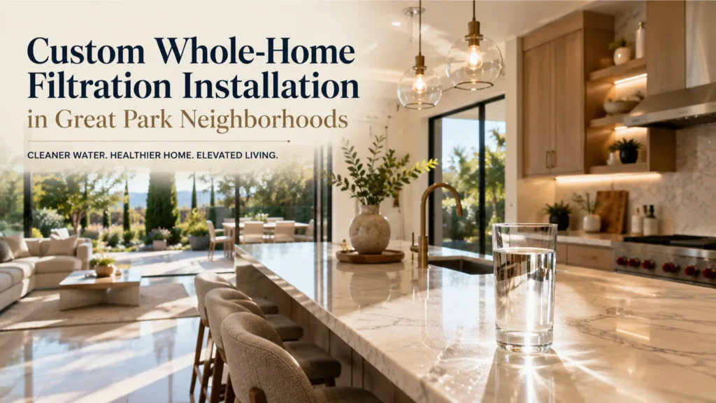 Custom Whole-Home Filtration Installation for a modern Great Park Irvine home featuring clean drinking water.