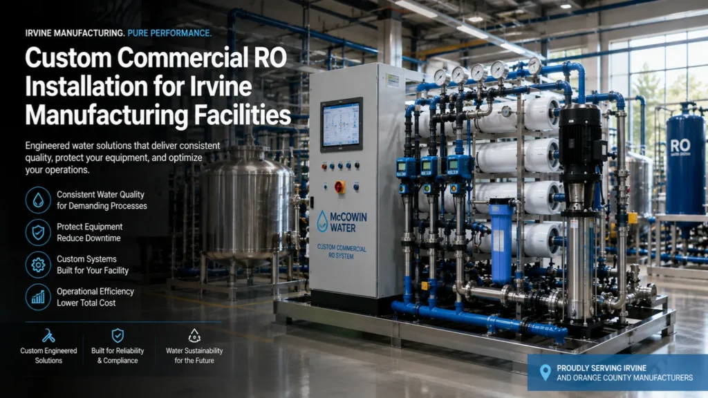 Customized Commercial RO system installed in a modern Irvine manufacturing facility.
