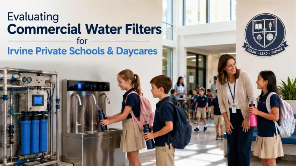 Commercial Water Filters installed in an Irvine private school to provide clean drinking water for students and staff