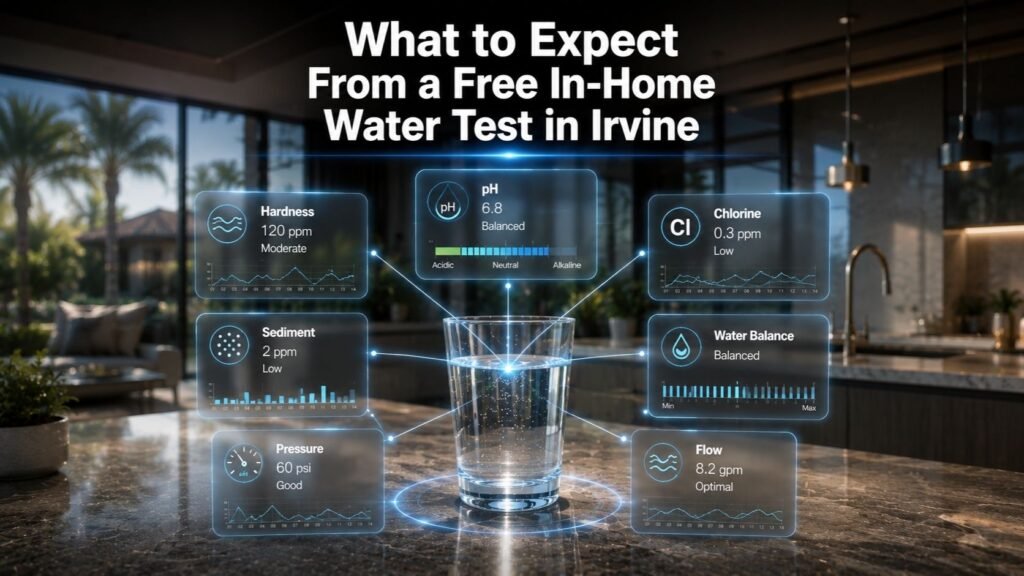 Free in-home water test in Irvine with pH and water quality analysis